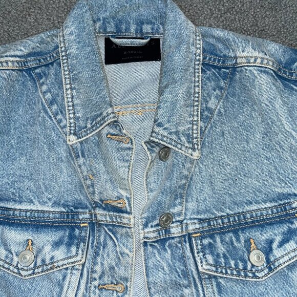 ALLSAINTS ALVA OVERSIZED BLUE DENIM VEST FRONT BUTTONS & LOGO BACK RING EUC  XS - Picture 4 of 13
